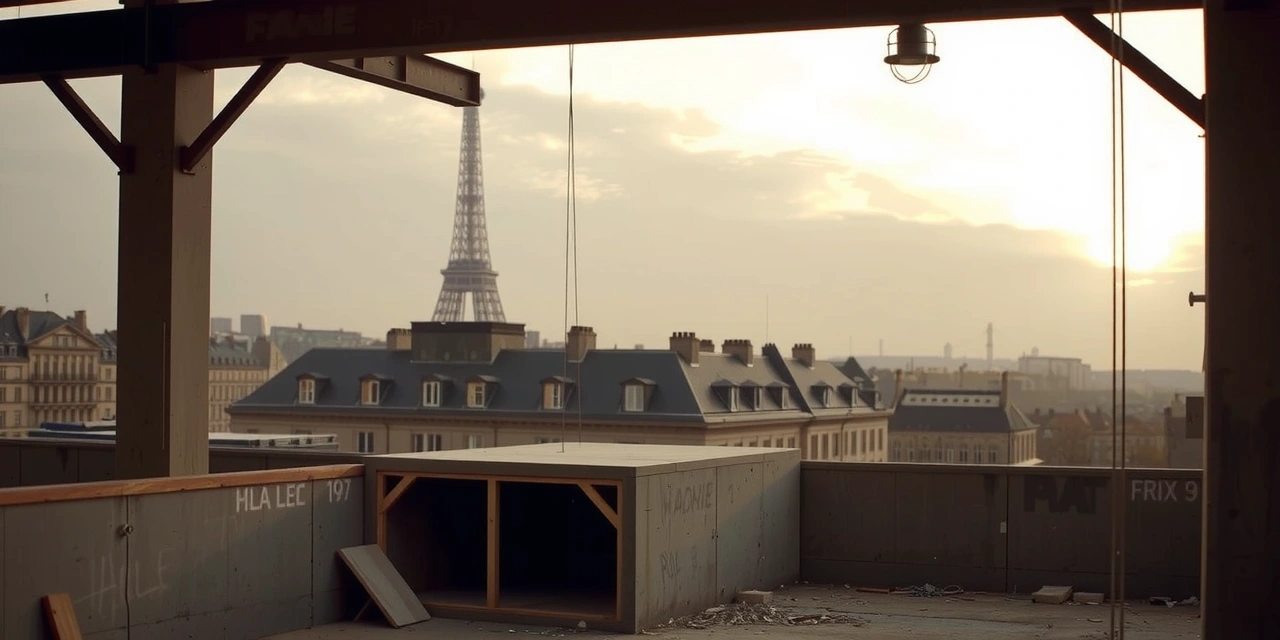 Paris construction site at dawn